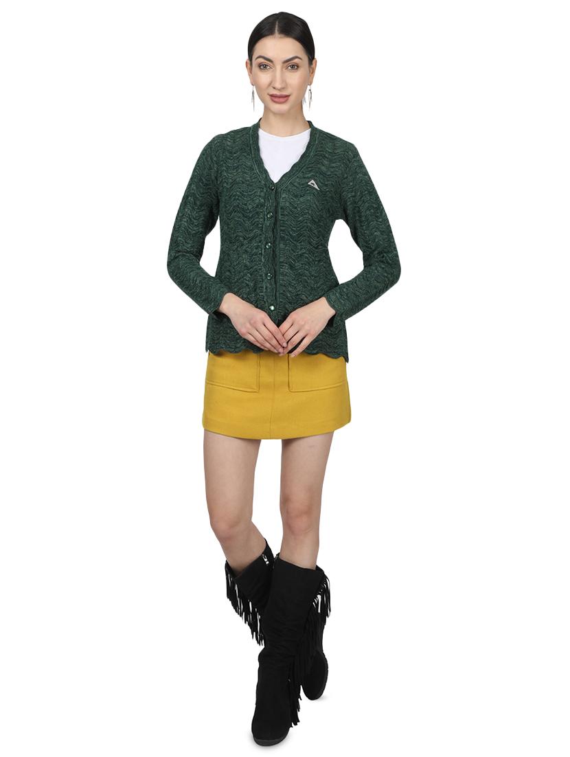green self design cardigan - 17523635 - Zoom Image - 4