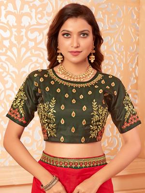 solid bordered half & half saree with blouse - 17523758 - Standard Image - 3