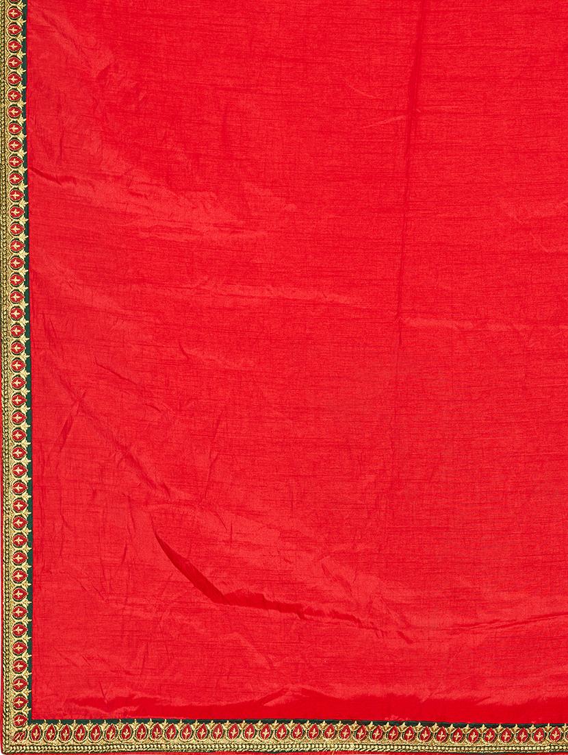solid bordered half & half saree with blouse - 17523758 - Zoom Image - 4
