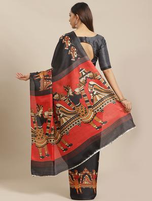 conversational printed saree with blouse - 17523765 - Standard Image - 2