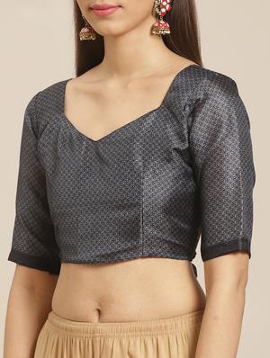 conversational printed saree with blouse - 17523765 - Standard Image - 3