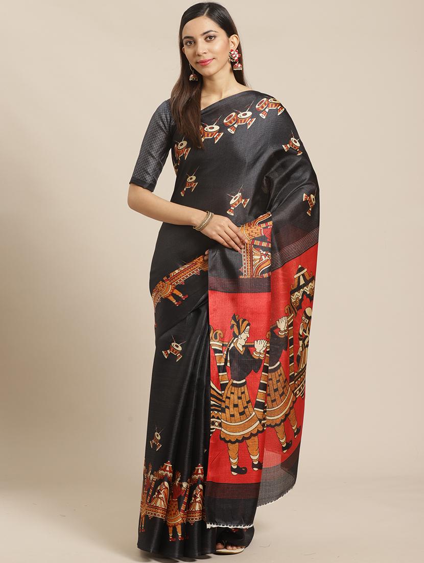 conversational printed saree with blouse - 17523765 - Zoom Image - 1