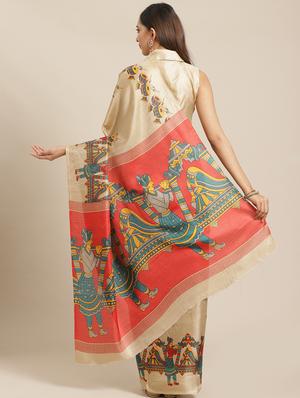 conversational printed saree with blouse - 17523766 - Standard Image - 2