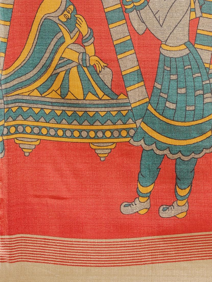 conversational printed saree with blouse - 17523766 - Zoom Image - 4