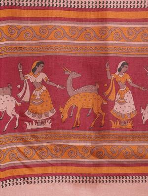 conversational printed saree with blouse - 17523767 - Standard Image - 4