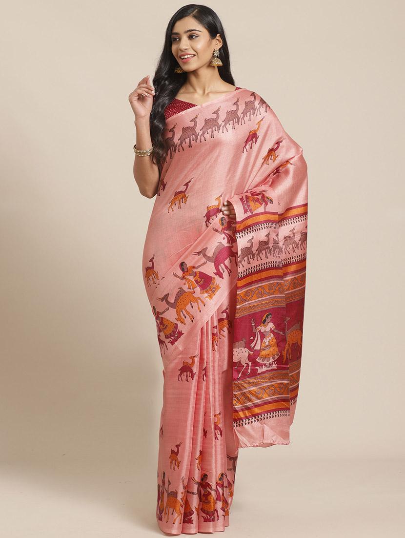 conversational printed saree with blouse - 17523767 - Zoom Image - 1