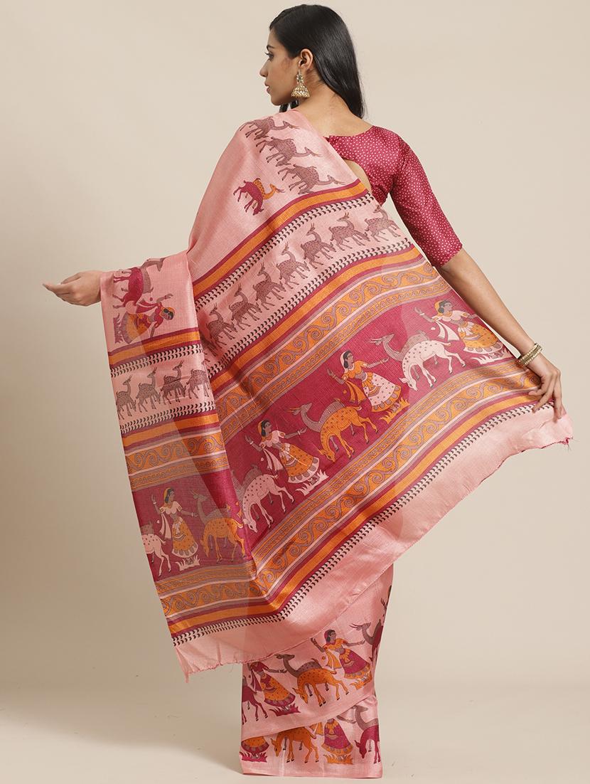 conversational printed saree with blouse - 17523767 - Zoom Image - 2