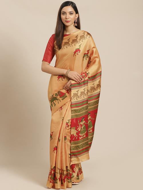 conversational printed saree with blouse - 17523768 - Standard Image - 1