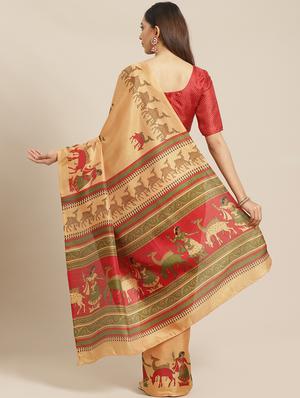 conversational printed saree with blouse - 17523768 - Standard Image - 2