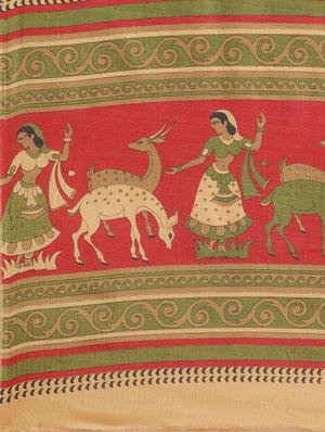 conversational printed saree with blouse - 17523768 - Standard Image - 4
