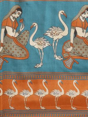 conversational printed saree with blouse - 17523771 - Standard Image - 4