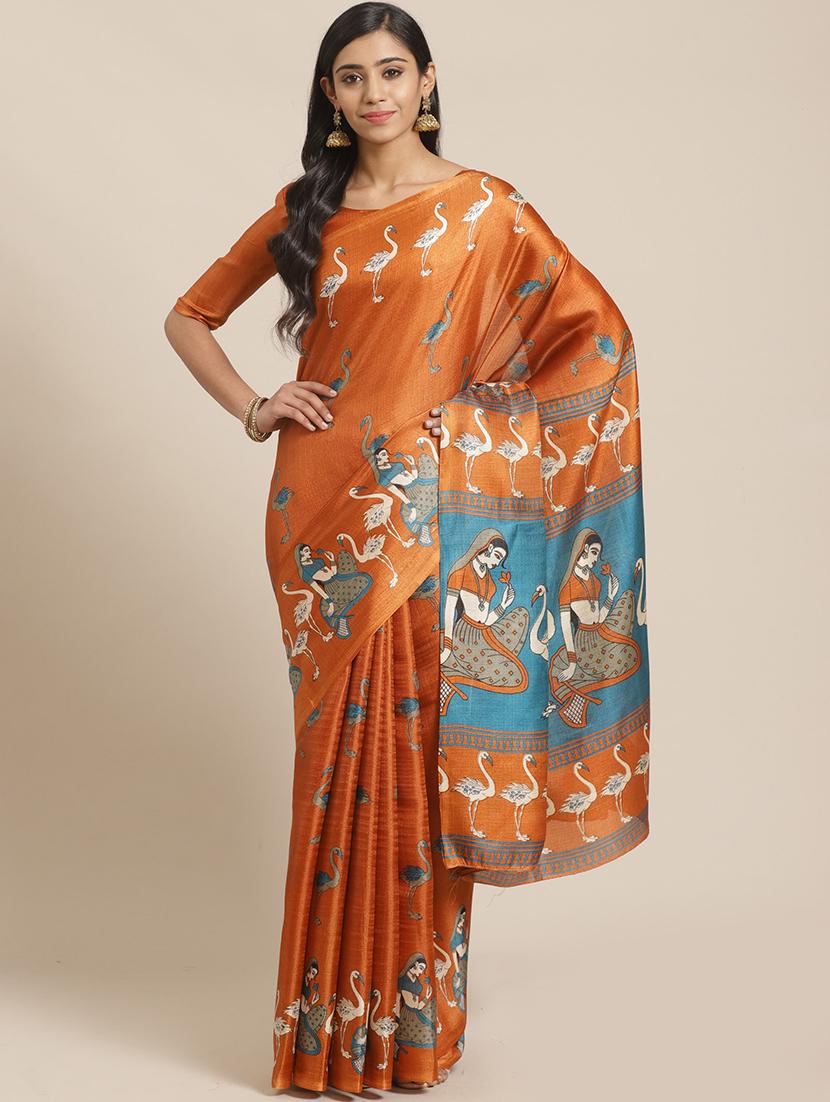 conversational printed saree with blouse - 17523771 - Zoom Image - 1