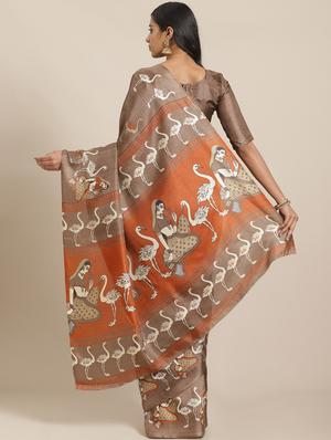 conversational printed saree with blouse - 17523773 - Standard Image - 2