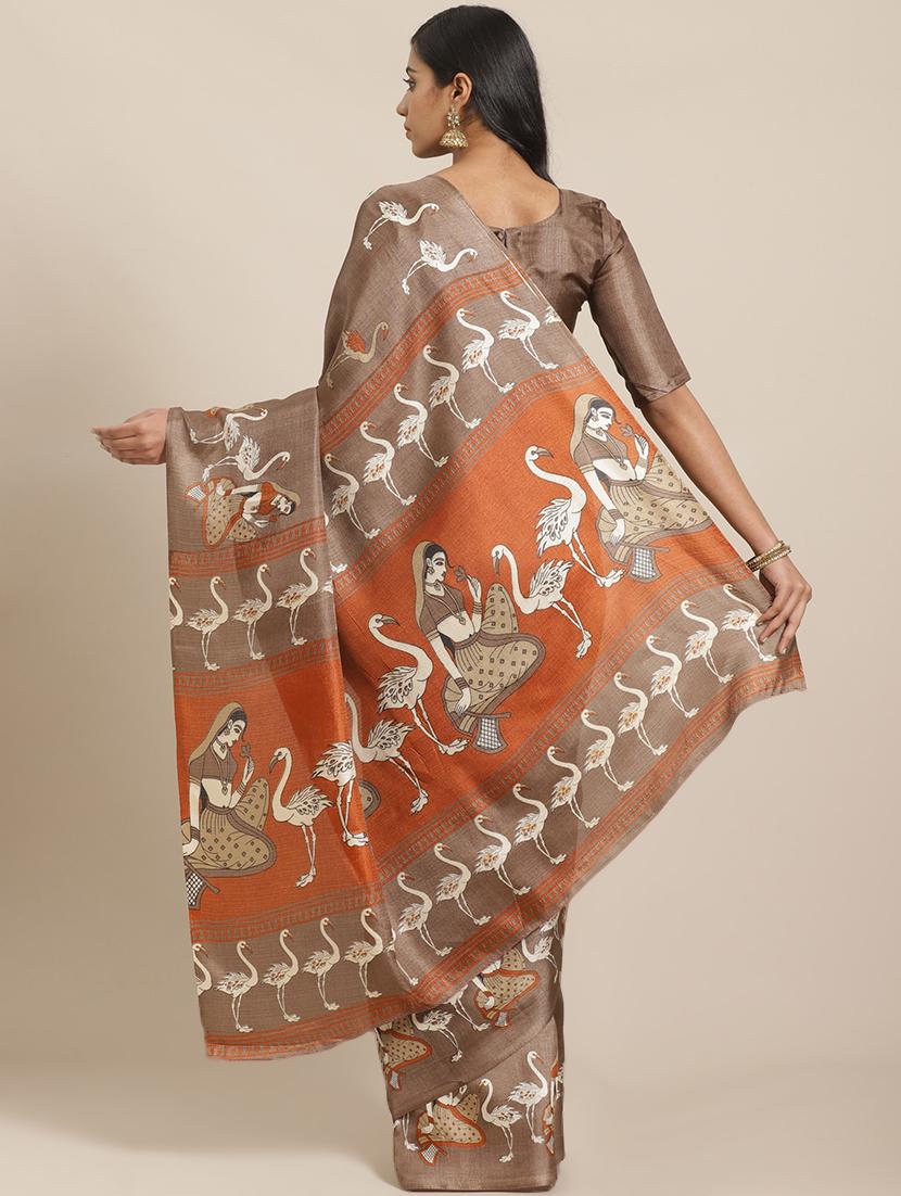 conversational printed saree with blouse - 17523773 - Zoom Image - 2