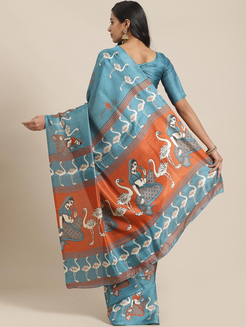 conversational printed saree with blouse - 17523774 - Zoom Image - 2
