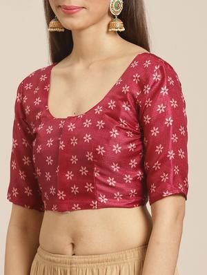 peach silk printed saree with blouse - 17523775 - Standard Image - 3