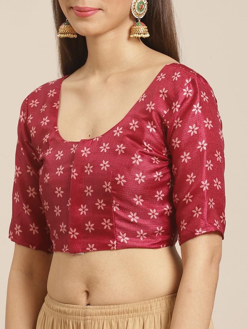 peach silk printed saree with blouse - 17523775 - Zoom Image - 3