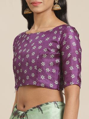 conversational printed saree with blouse - 17523776 - Standard Image - 3