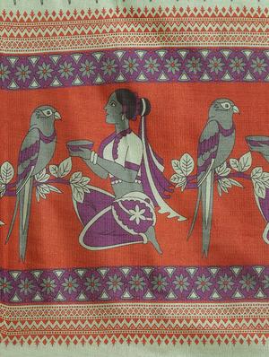 conversational printed saree with blouse - 17523776 - Standard Image - 4