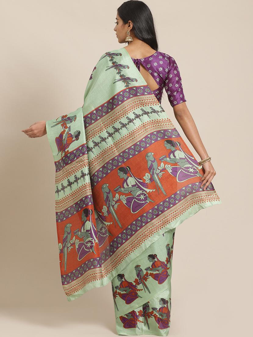 conversational printed saree with blouse - 17523776 - Zoom Image - 2