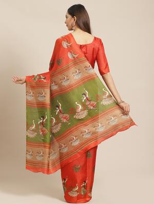 maroon silk printed saree with blouse - 17523779 - Standard Image - 2