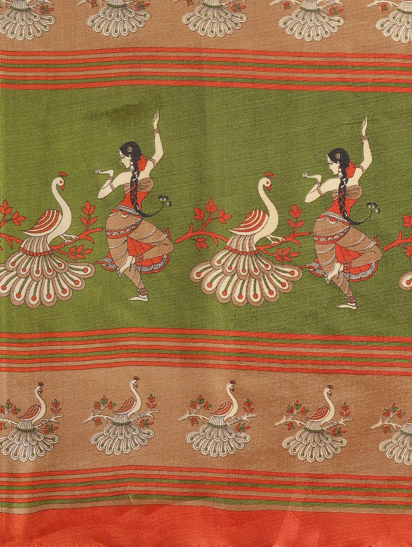 maroon silk printed saree with blouse - 17523779 - Zoom Image - 4