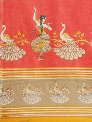 mustard silk printed saree with blouse - 17523780 - Standard Image - 4