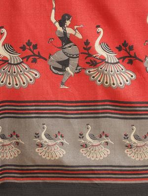 conversational printed saree with blouse - 17523781 - Standard Image - 4