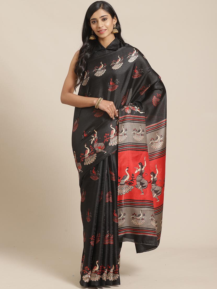 conversational printed saree with blouse - 17523781 - Zoom Image - 1