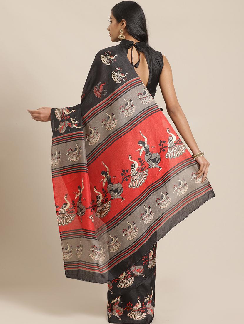 conversational printed saree with blouse - 17523781 - Zoom Image - 2
