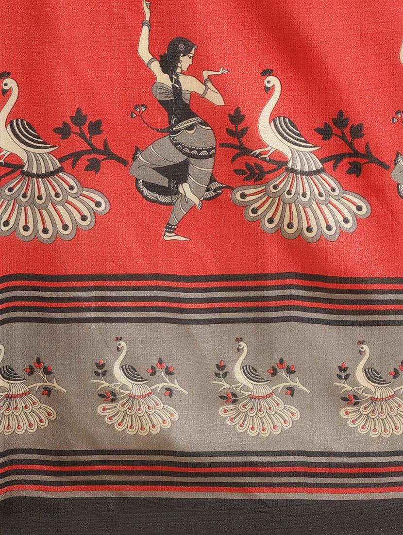 conversational printed saree with blouse - 17523781 - Zoom Image - 4