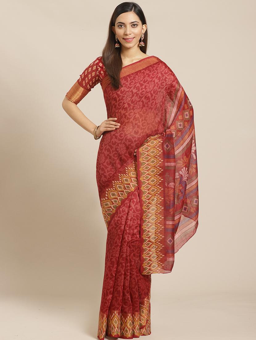 floral printed saree with blouse - 17523783 - Zoom Image - 1