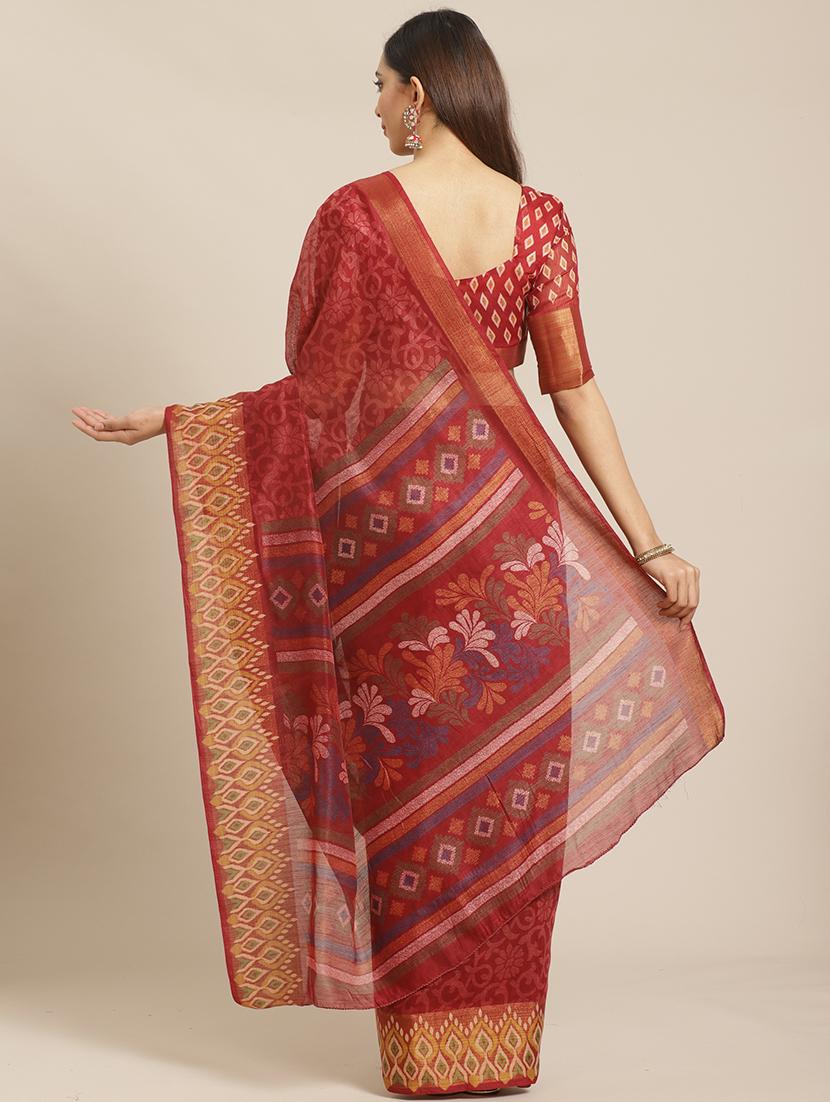 floral printed saree with blouse - 17523783 - Zoom Image - 2