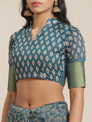 floral printed saree with blouse - 17523785 - Standard Image - 3