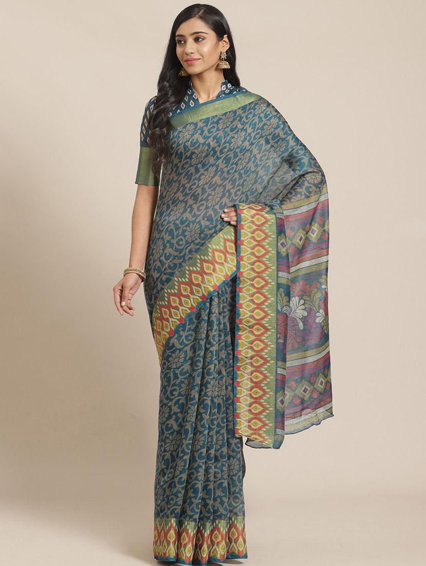 floral printed saree with blouse - 17523785 - Zoom Image - 1