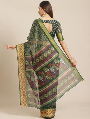 floral printed saree with blouse - 17523786 - Standard Image - 2