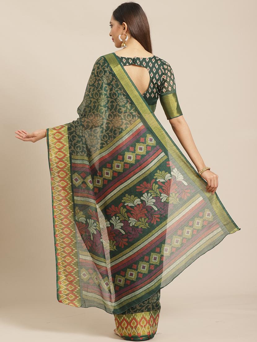 floral printed saree with blouse - 17523786 - Zoom Image - 2