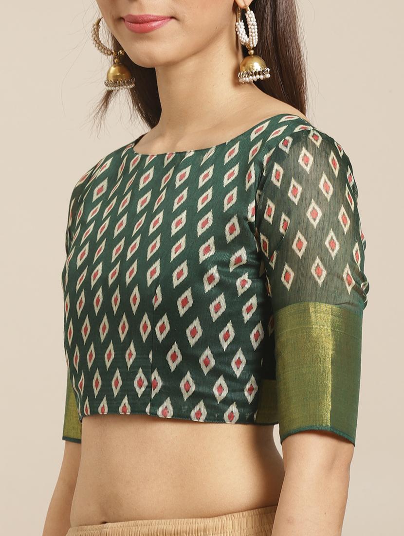 floral printed saree with blouse - 17523786 - Zoom Image - 3