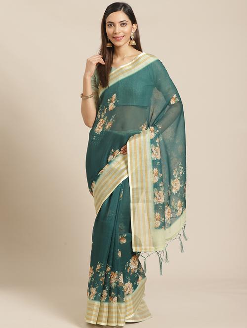 floral printed saree with blouse - 17523793 - Standard Image - 1