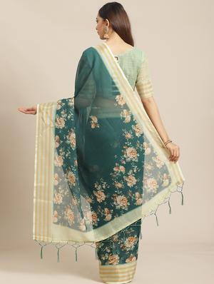 floral printed saree with blouse - 17523793 - Standard Image - 2