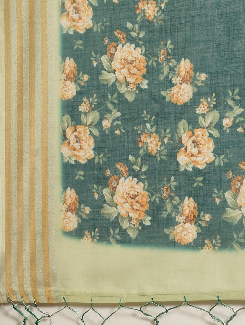 floral printed saree with blouse - 17523793 - Zoom Image - 4