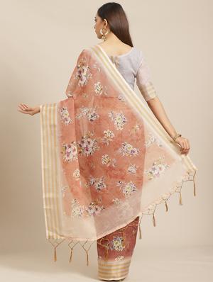 floral printed saree with blouse - 17523795 - Standard Image - 2