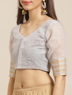 floral printed saree with blouse - 17523795 - Standard Image - 3