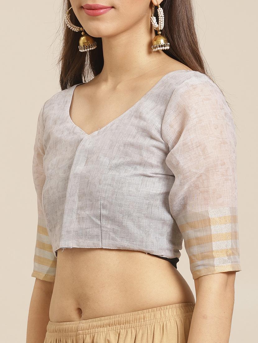 floral printed saree with blouse - 17523795 - Zoom Image - 3