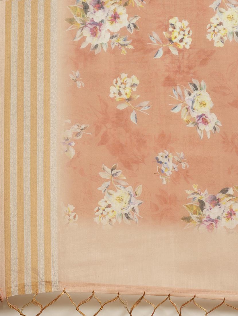floral printed saree with blouse - 17523795 - Zoom Image - 4