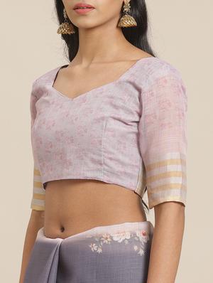 floral printed saree with blouse - 17523797 - Standard Image - 3