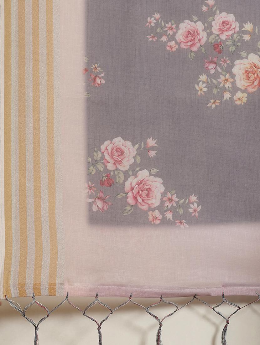 floral printed saree with blouse - 17523797 - Zoom Image - 4