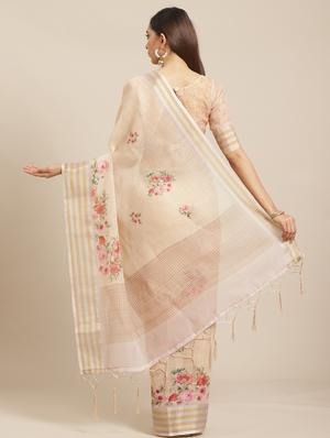 floral printed saree with blouse - 17523802 - Standard Image - 2