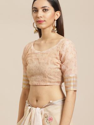 floral printed saree with blouse - 17523802 - Standard Image - 3