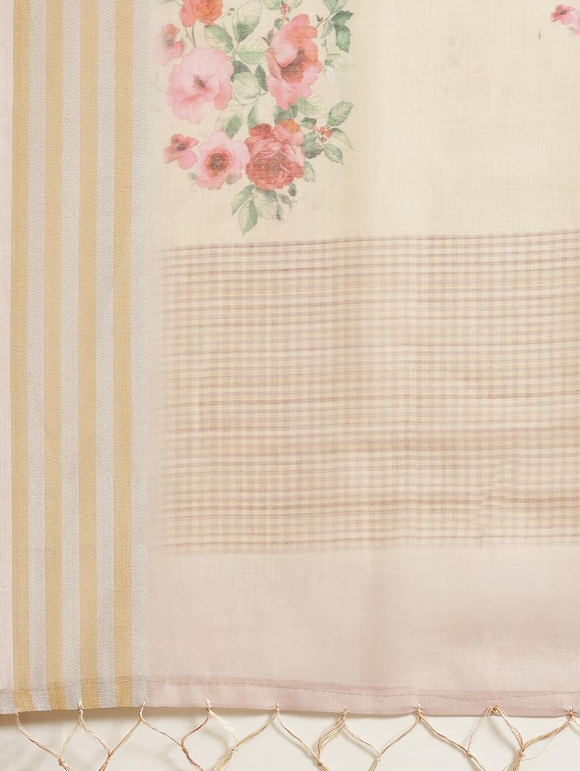 floral printed saree with blouse - 17523802 - Zoom Image - 4